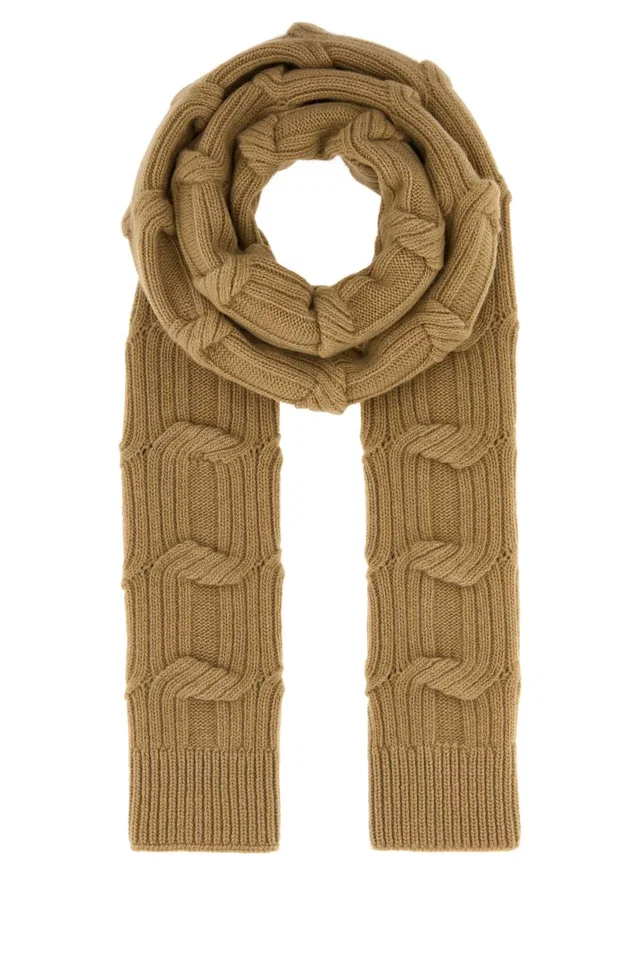 Stella McCartney Thinner Scarf — Camel Wool Scarfs in Brown Wool from HEWI