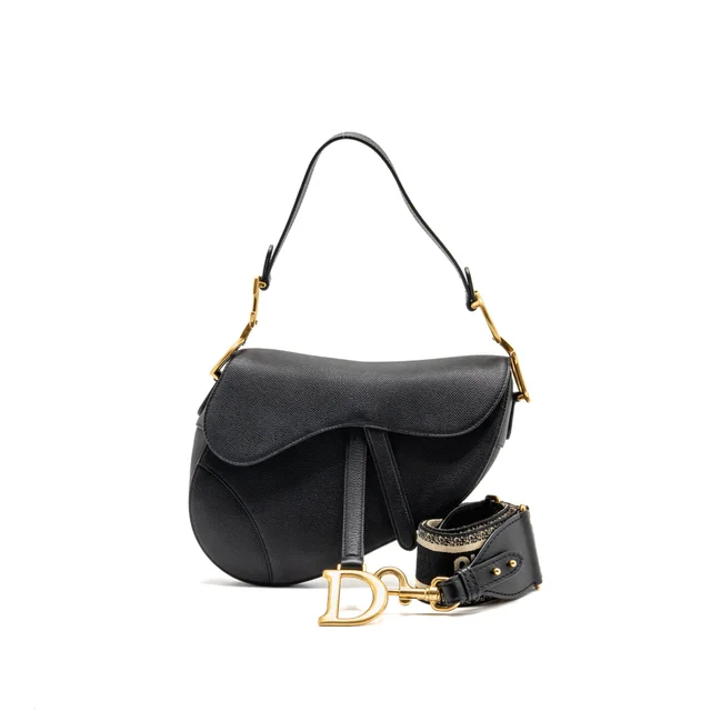 Dior Medium Saddle bag calfskin black GHW in Black Calfskin from EMIER