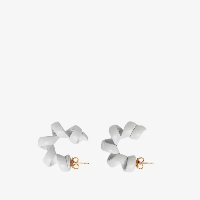 Bottega Veneta Coiled Sterling Silver Earrings — White in White Resin from HEWI, photo 2 of 2