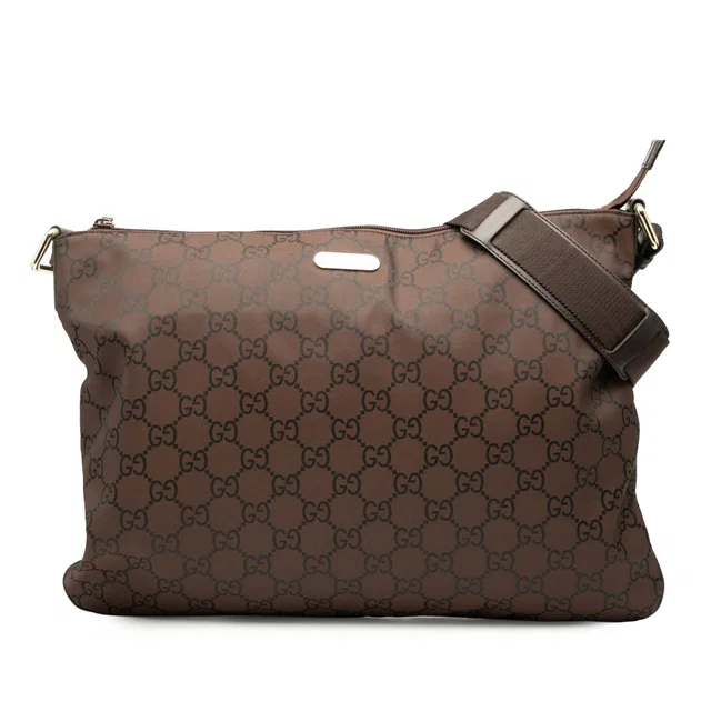 Brown Gucci GG Nylon Crossbody in Brown Nylon from Designer Revival