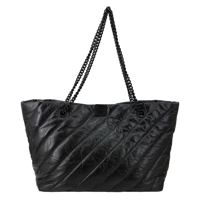 Balenciaga Crush Large Quilted Calfskin Leather Tote Bag Black in Black Calfskin from Dallas Designer Handbags