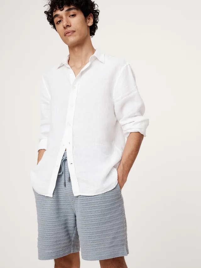 Banana Republic 6" Herringbone Jacquard Pull-On Short in Cool Blue, photo 5 of 5 from Banana Republic (US)