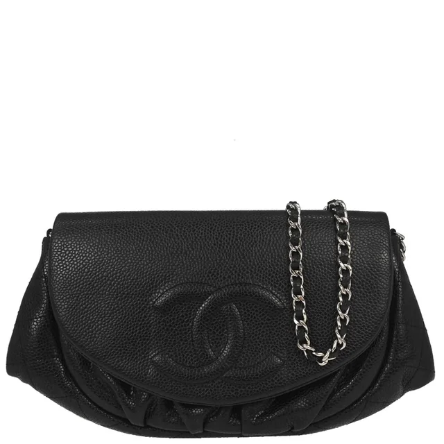 Chanel 2013-2014 Black Caviar Skin Half Moon Flap WOC Wallet on Chain Shoulder Bag in Black Caviar leather from AMORE Vintage Tokyo