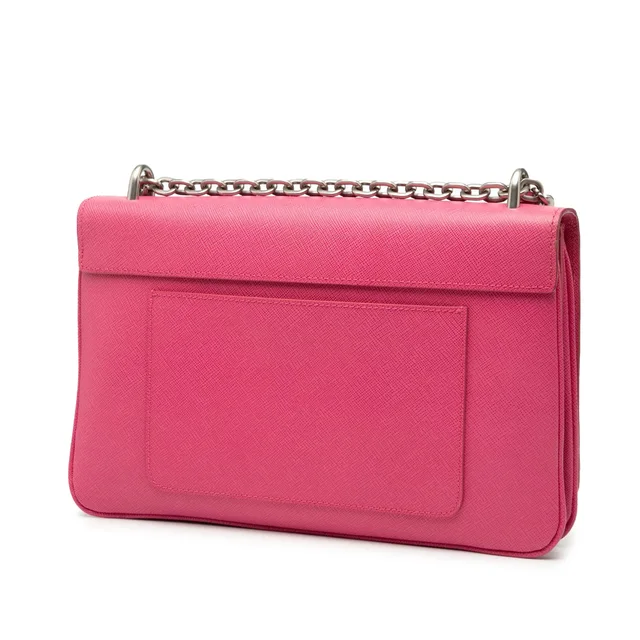 Pink Prada Saffiano Lux Lock Chain Flap Crossbody Bag in Pink Saffiano leather from Designer Revival, photo 2 of 2
