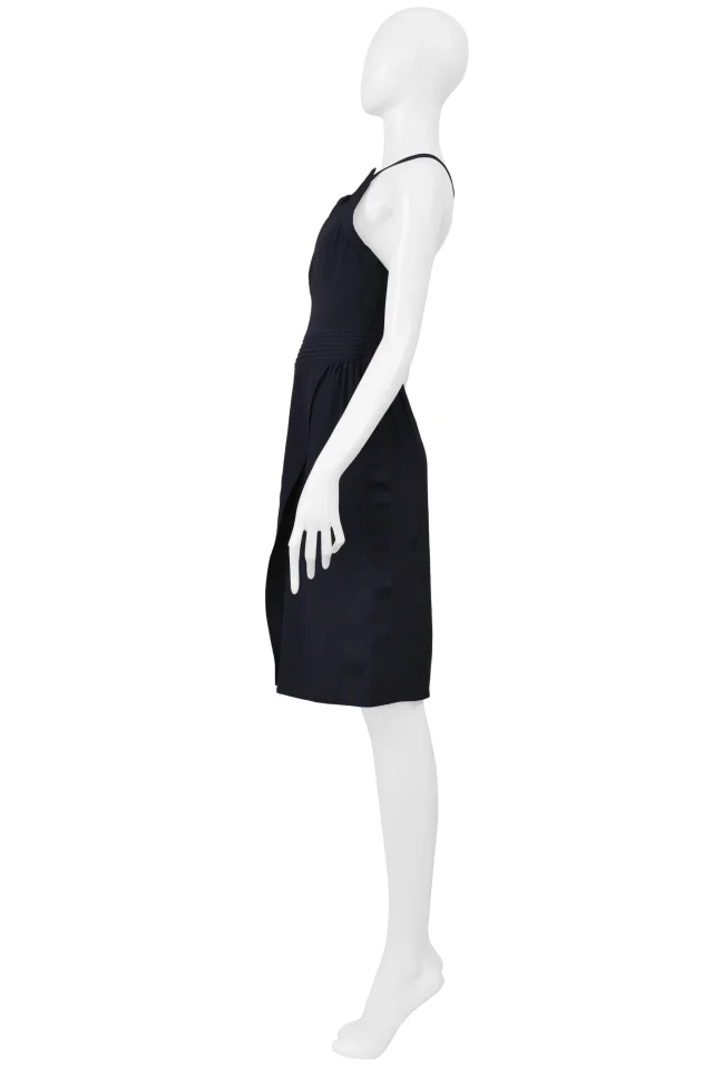 Chloé Navy Asymmetrical Dress in Navy Silk from Resurrection Vintage, photo 4 of 8