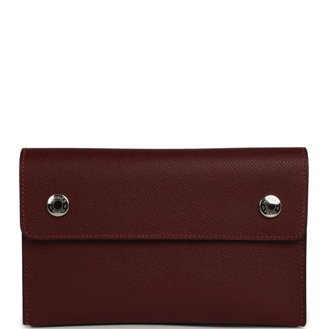 Hermès Hermesnap Wallet Rouge H Epsom Palladium Hardware in Burgundy Epsom leather from Madison Avenue Couture