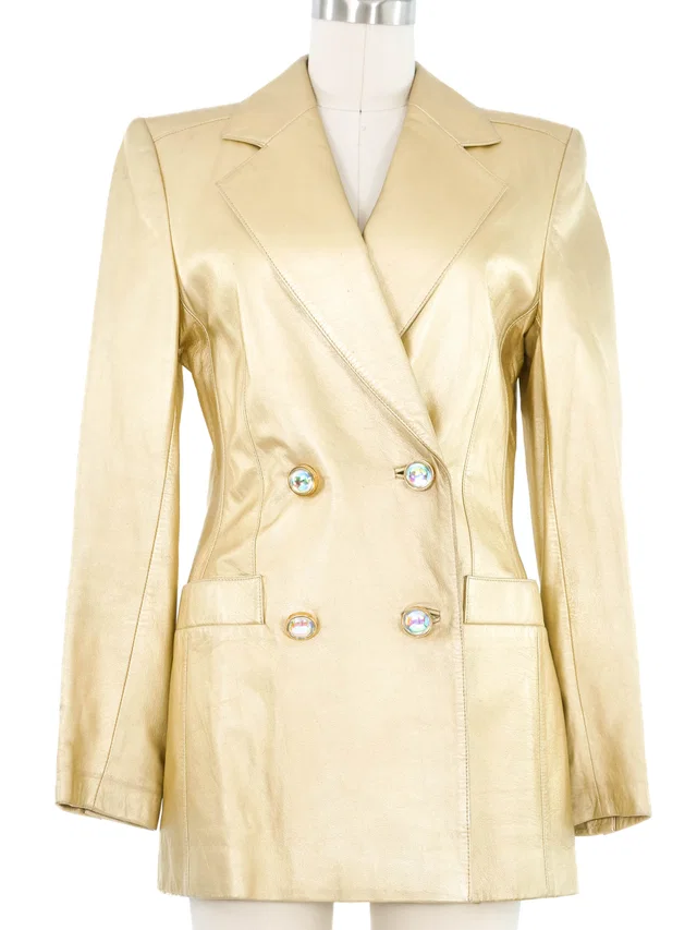 Escada Gold Leather Blazer in Gold Leather from Arcade Vintage