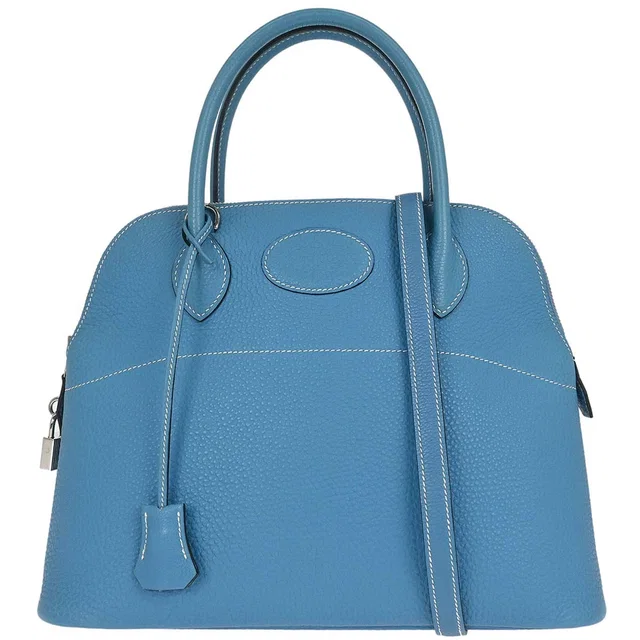 Hermès Blue Jean Taurillon Clemence Bolide 31 2way Shoulder Handbag in Blue Clemence leather from AMORE Vintage Tokyo