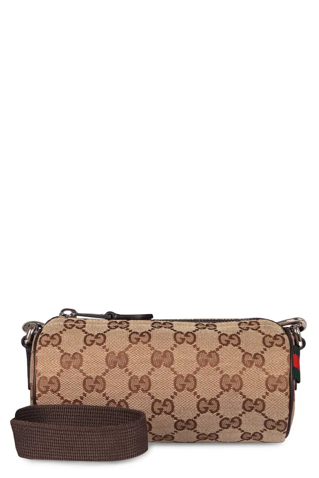 Gucci Gg Jacquard Shoulder Bag — Brown Polyester in Brown Calfskin from HEWI