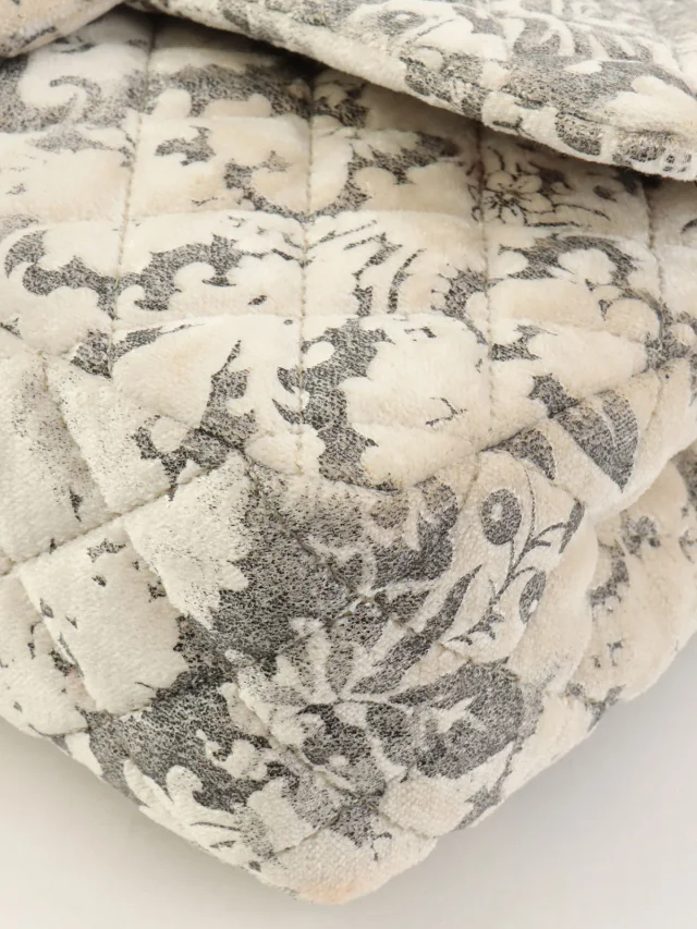 Chanel Circa 2009 Velour Flower Pattern Classic Flap Chain Bag 25cm in Velvet from VINTAGE QOO TOKYO, photo 10 of 20