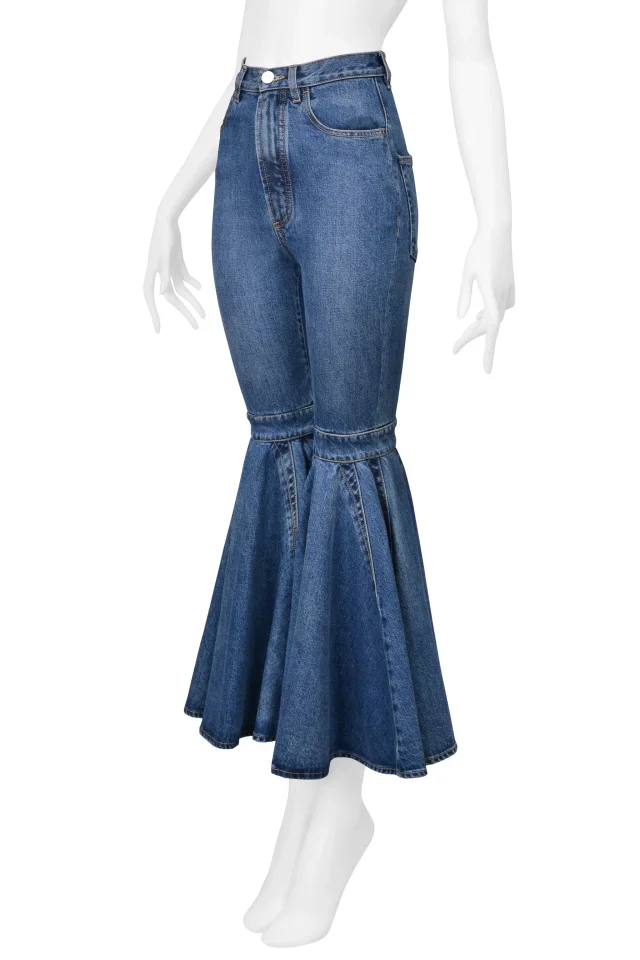 Alaïa Blue Denim Ultra Flare Jeans in Blue Denim from Resurrection Vintage, photo 6 of 8