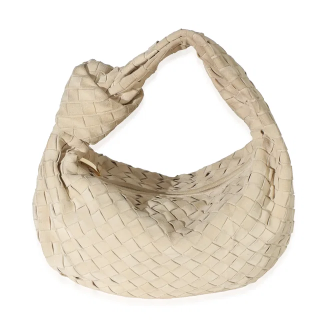 Bottega Veneta Beige Intrecciato Suede Teen Jodie in Beige Suede from myGemma