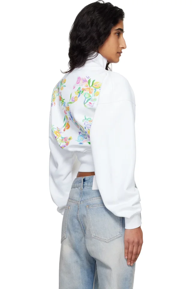Off-White White Arrow Glowing Flower Crop Zip Jacket, photo 3 of 4 from SSENSE