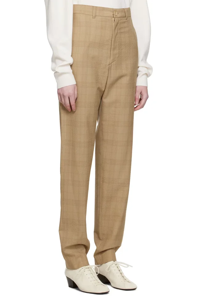 LEMAIRE Brown Loose Suit Trousers, photo 2 of 3 from SSENSE