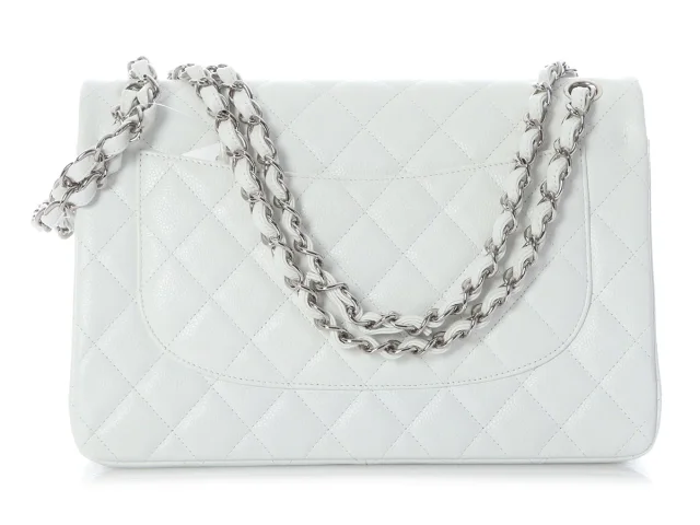 Chanel Jumbo White Quilted Caviar Classic Double Flap in White Caviar leather from Ann's Fabulous Finds, photo 5 of 10