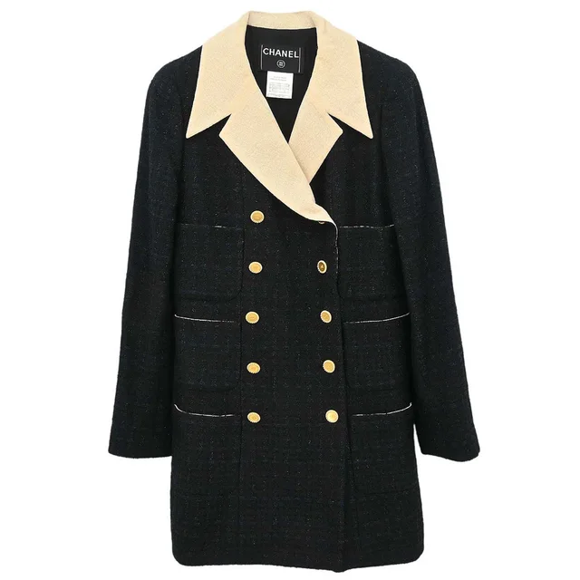 Chanel 2002 Coat Black #36 in Black Nylon from AMORE Vintage Tokyo