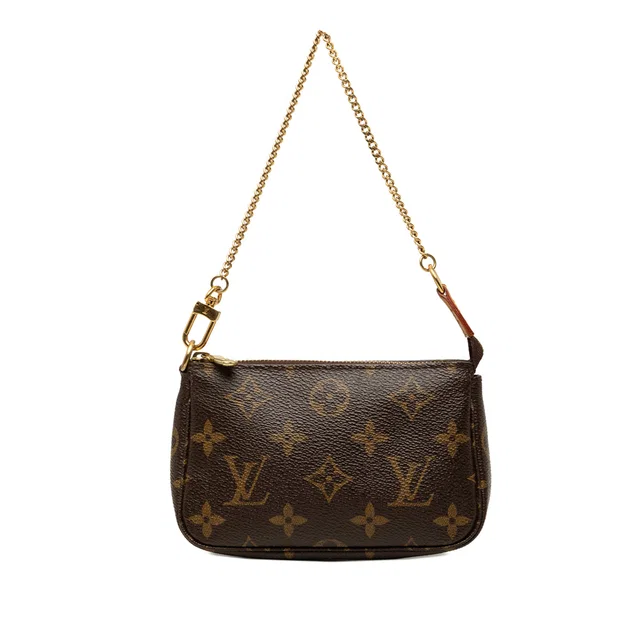 Brown Louis Vuitton Monogram Mini Pochette Accessoires Handbag in Brown Coated canvas from Designer Revival