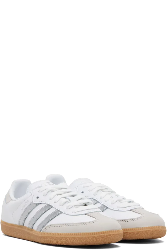 adidas Originals White & Silver Samba OG Sneakers, photo 4 of 5 from SSENSE