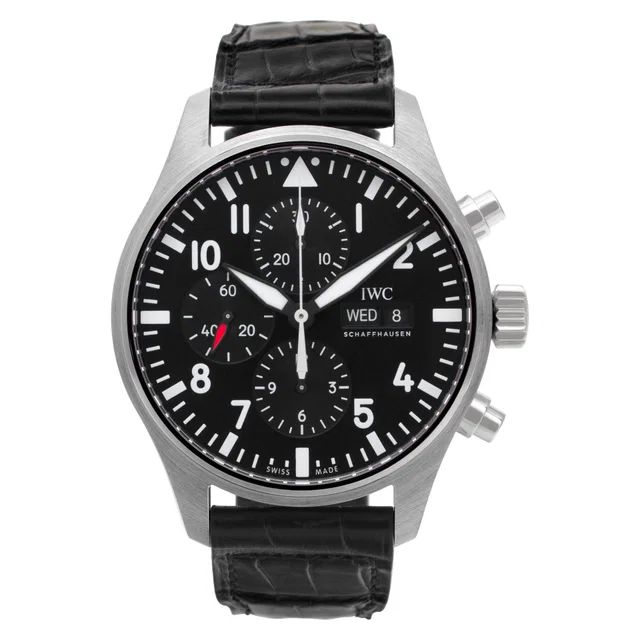 Unused IWC Pilots Chronograph 43mm iw377709 in Stainless Steel from Gray And Sons