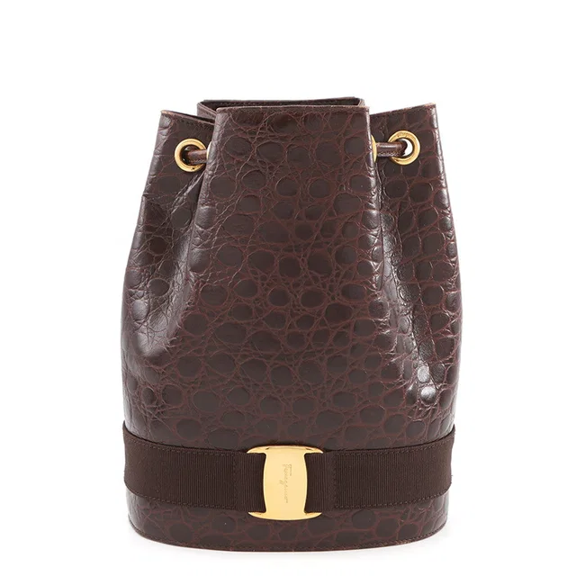 Ferragamo Vala Backpack Brown215676 Leather in Leather from GALLERY RARE