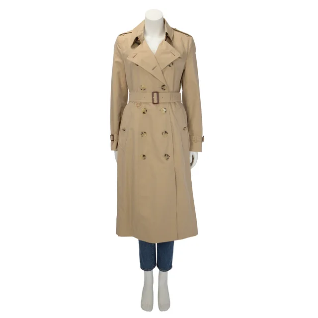 Burberry Cotton Chelsea Long Trench Coat UK 12 in Honey Beige from Blue Spinach