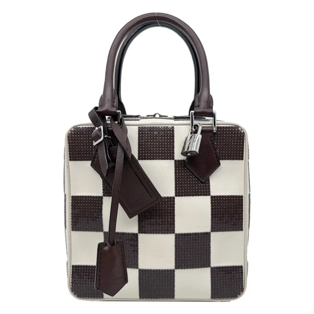 Louis Vuitton Runway Square Damier Cubic Sequin Tote Bag Brown in Brown Canvas from Dallas Designer Handbags