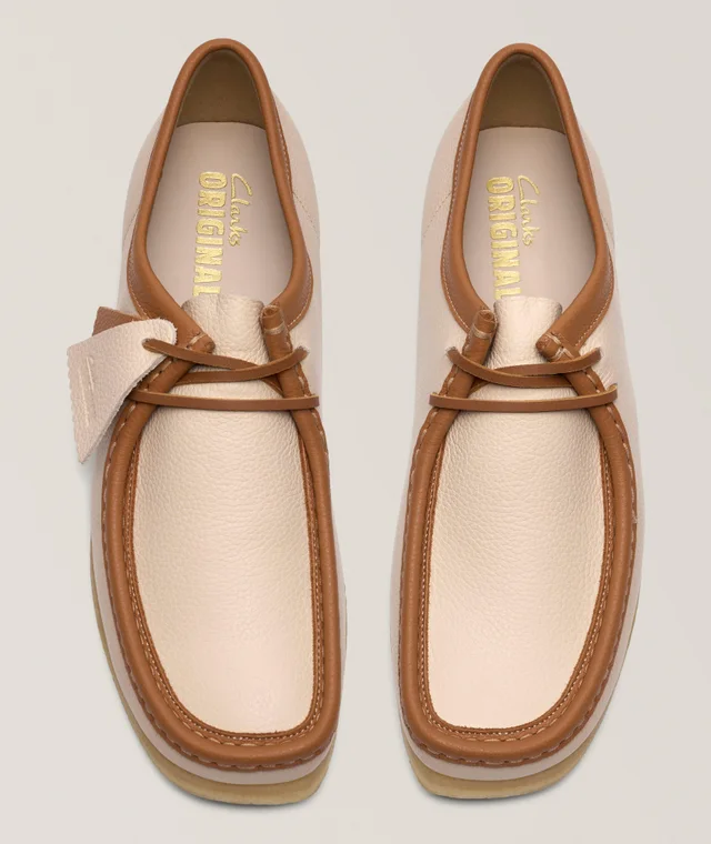 Clarks Combination Leather Wallabee in White Leather, photo 2 of 6 from Harry Rosen