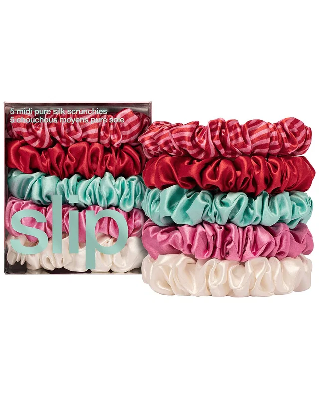 slip® Pure Silk Set Of 5 Midi Scrunchies - Gelati, image 1 of 1 from Rue La La