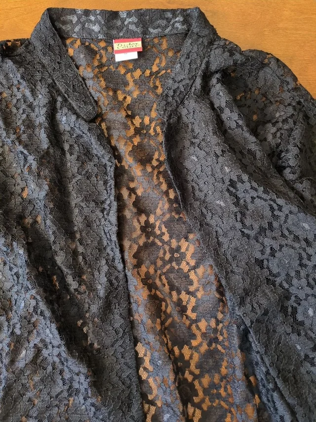 Tudor Women’s 2xl Black Lace Jacket Sheer Open Front Vintage in black Nylon from Poshmark