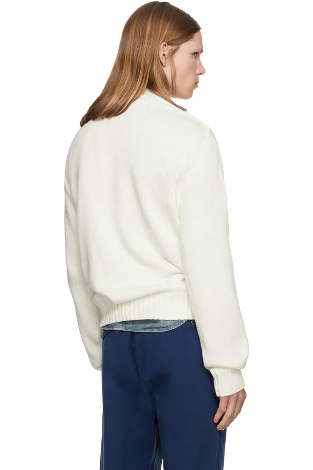 Polo Ralph Lauren White 'The Iconic Flag' Sweater, photo 3 of 4 from SSENSE
