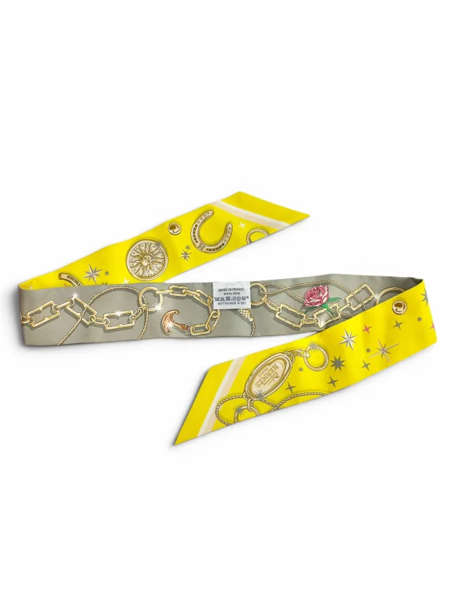 Hermès 100% Silk Twilly W/ Box in Yellow Silk from Season 2 Consign, photo 1 of 1