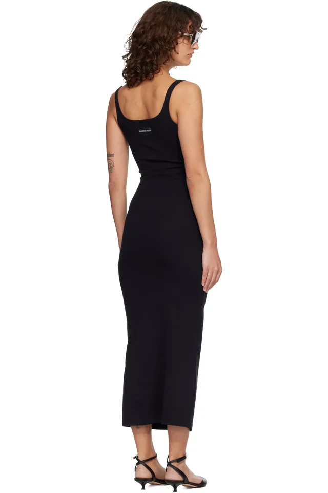 Marine Serre Black Moon Logo Ribbed Jersey Maxi Dress, photo 3 of 4 from SSENSE