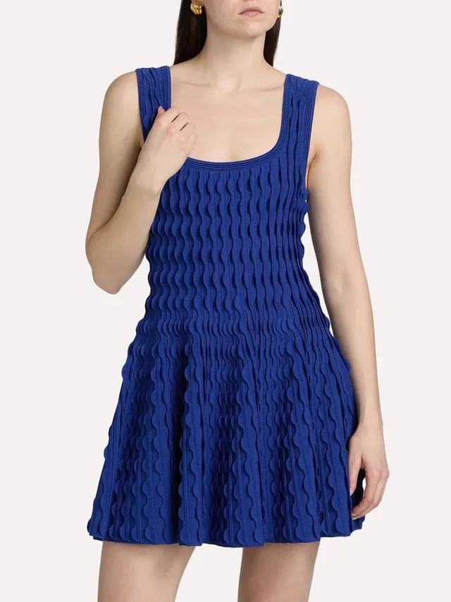 New Simkhai Vanna Scalloped Knit Mini Dress In Blueberry in blue from Poshmark