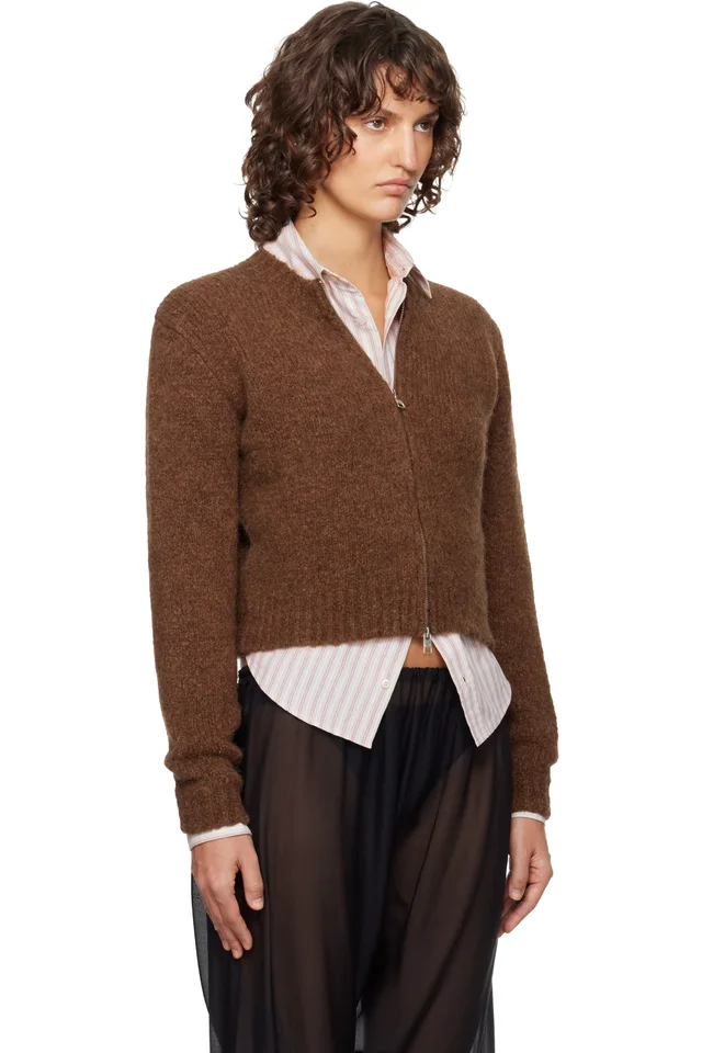 Paloma Wool Brown 'Hasta Luego' Zip Sweater, photo 2 of 4 from SSENSE