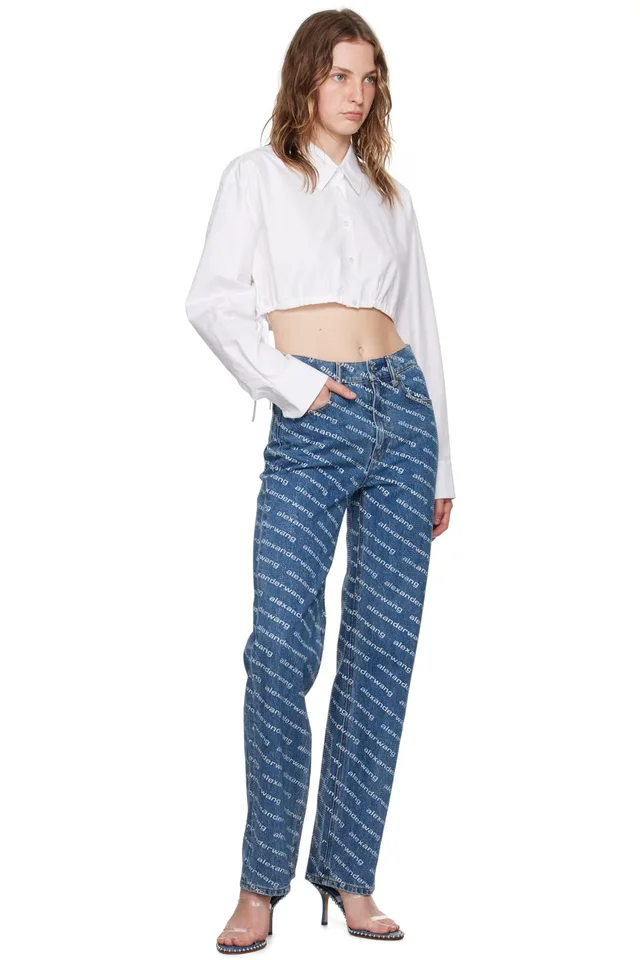 Alexander Wang White Cropped Drawstring Shirt, photo 4 of 4 from SSENSE