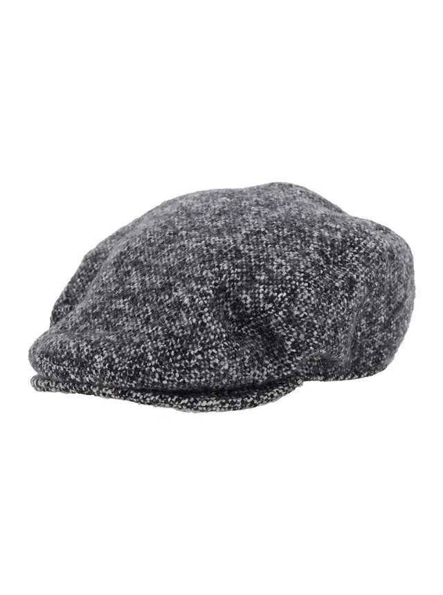 Dolce & Gabbana Gh587a Virgin Wool Blend Tweed Flat Cap — Gray Polyamide Caps in Grey Tweed from HEWI