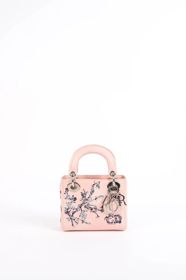 2015 Christian Dior Pink Leather Embellished Mini Lady from Break Archive