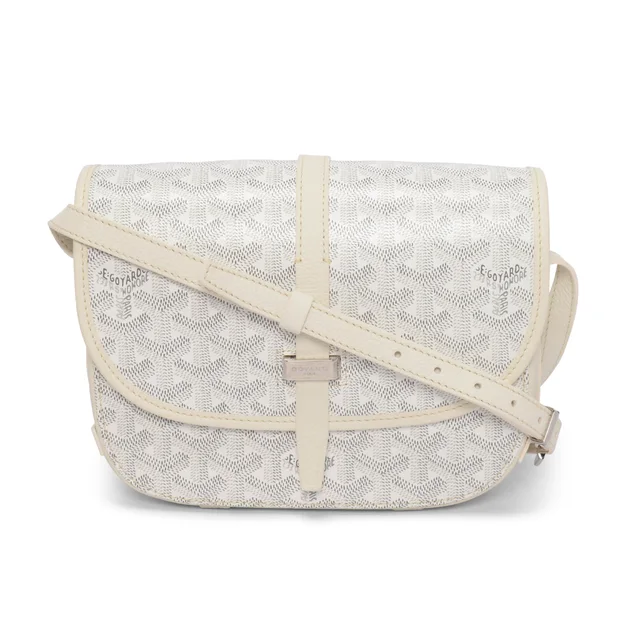 Goyard Goyardine & Calfskin Belvedere PM in White Calfskin from Blue Spinach