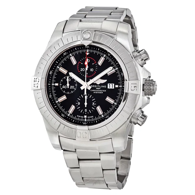 Breitling Super Avenger Chronograph Automatic Chronometer Black Dial Mens Watch A13375101B1A1 in silver|black|gray from Jomashop.com