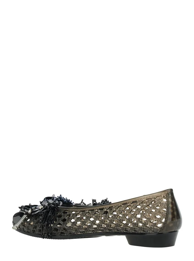 HEAVENLY JELLY 'Glam Jelly' Black Ballet shoes with Rhinestone Details on the Front in Tech Fabric Women in Black, photo 6 of 8 from Gaudenzi Boutique