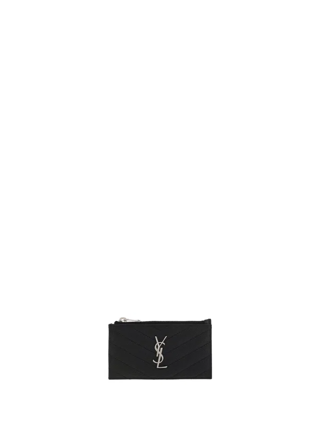Saint Laurent Quilted Leather Cardholder Wallet — Black Calf Bos Taurus in Black Leather from HEWI