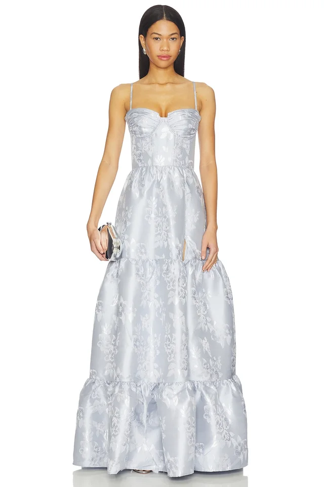 V. Chapman Lucetta Dress in Icelandic Blue Baroque Floral, photo 2 of 5 from REVOLVE (Canada)