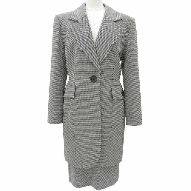 Dior Wool Check Pattern Setup #9 Black/Beige in Black Wool from VINTAGE QOO TOKYO