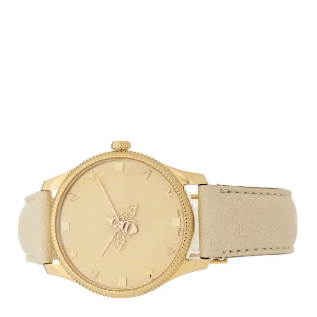 Gucci Stainless Steel Calfskin 36mm G-Timeless Bee Quartz Watch White in White Calfskin from FASHIONPHILE, photo 2 of 4