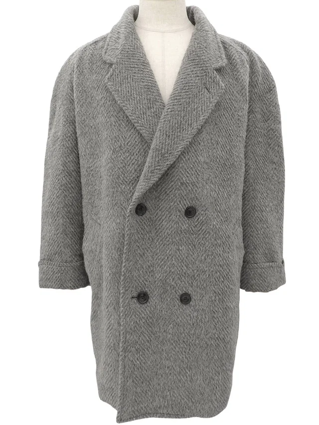 Dior Wool Double-Breasted Coat #Men's L Gray in Grey Wool from VINTAGE QOO TOKYO