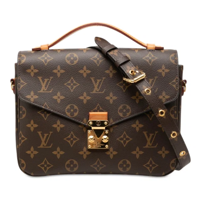 Brown Louis Vuitton Monogram Pochette Metis Satchel in Brown Coated canvas from Designer Revival