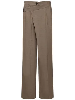 Peter Do Wide-leg trousers with pleats in 53% Polyester, 43% Virgin Wool, 4% Elastane, photo 5 of 9 from LUISAVIAROMA