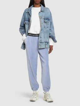 Alexander Wang Wide trousers with elastic waistband in 57% Cotton, 40% Polyester, 3% Elastane, photo 2 of 8 from LUISAVIAROMA