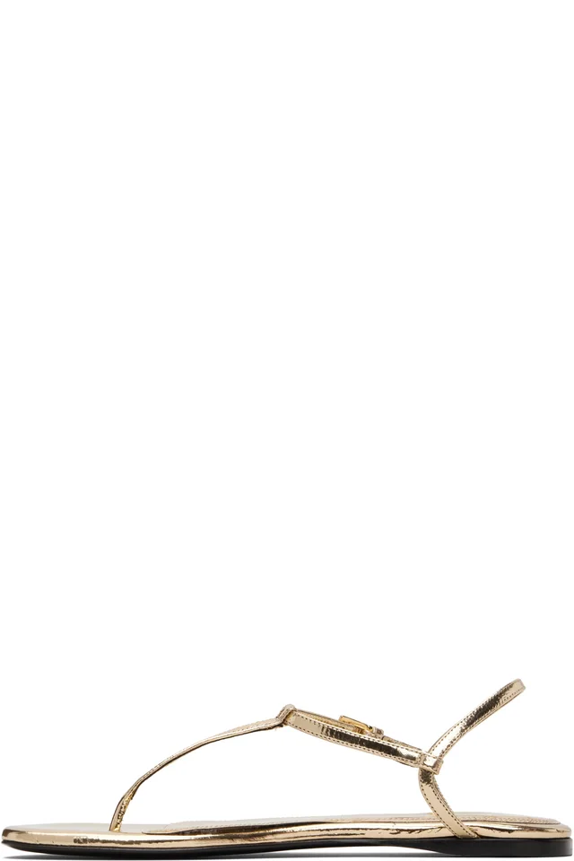Paris Texas Gold Montecarlo Flat Sandals, photo 3 of 5 from SSENSE