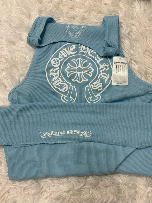 Chrome Hearts Light Blue Ribbed Logo Tank Size L in blue|white from Poshmark